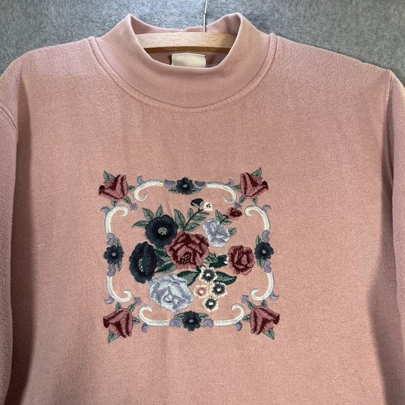 Vintage Sweater Womens Extra Large Dust Pale Pink Rose Cottage Romantic Oversize - Picture 1 of 10
